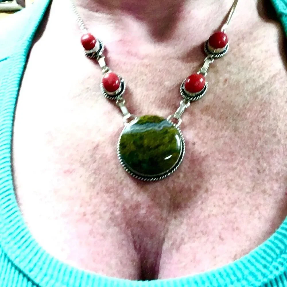 Boho Southwestern Crystals Artisan-crafted  Yellow Moss Agate and Coral